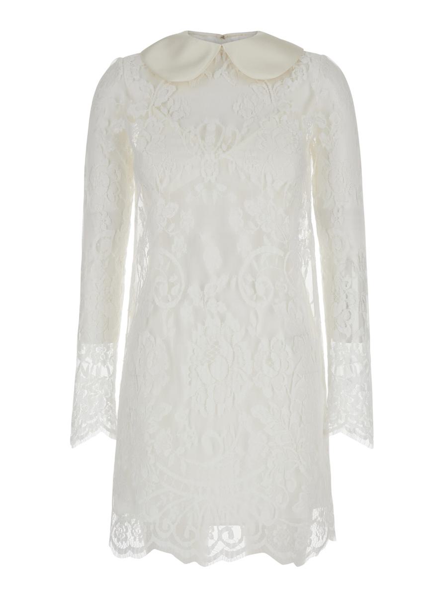 White Minidress In Chantilly Lace Woman
