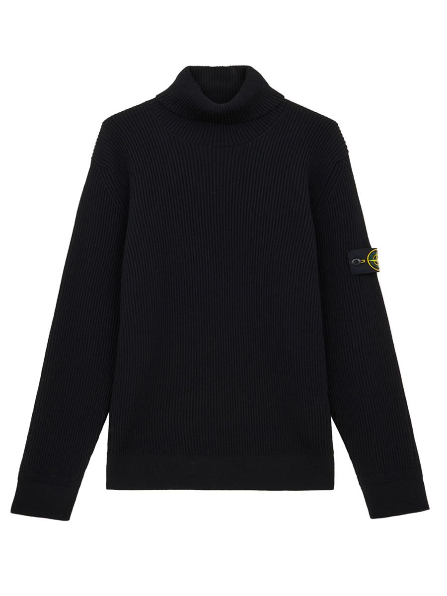 Stone Island Ribbed Wool Turtleneck Pullover Clothing