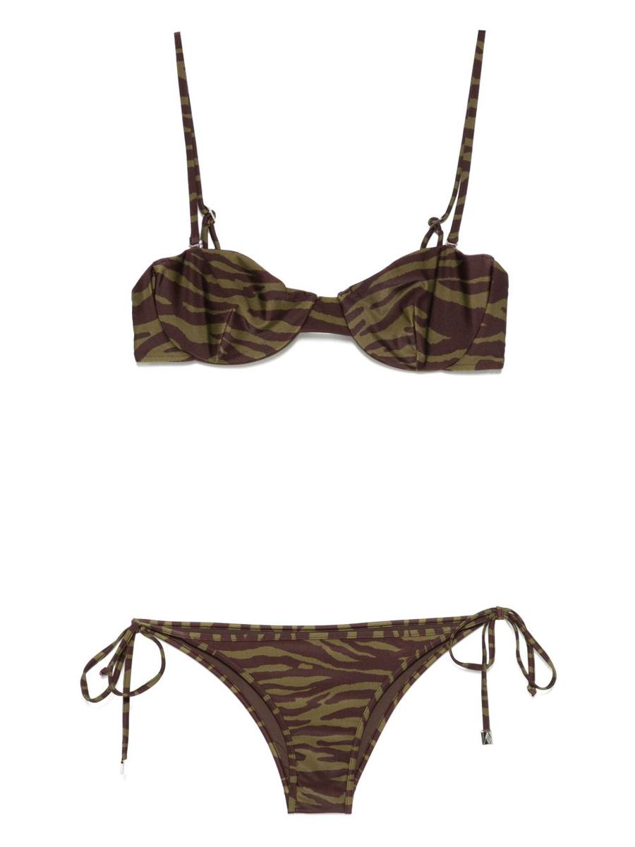 The Attico Brown And Darck Green Bikini Set