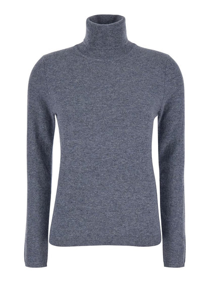 Grey Turtleneck In Cashmere Woman