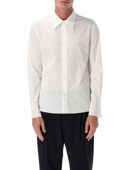 MM6 Maison Margiela White Cotton Shirt With Raw Hem