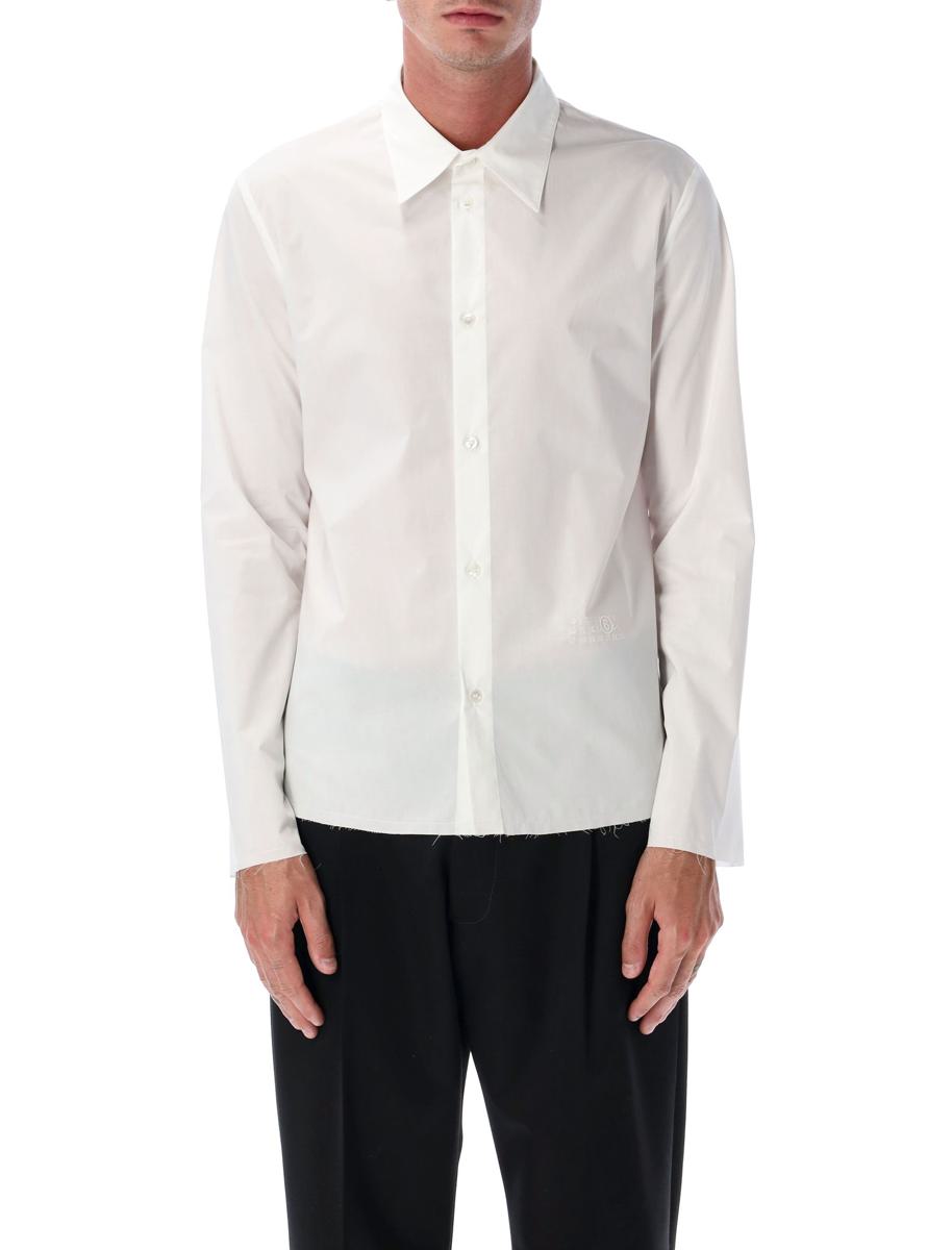 MM6 Maison Margiela White Cotton Shirt With Raw Hem