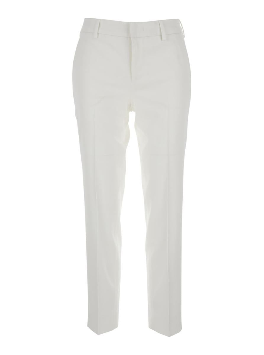 'New York' White Pants With Belt Loops In Viscose Stretch Woman