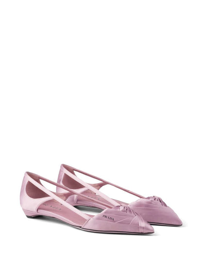 Prada Satin-Finish Cut-Out Ballerinas