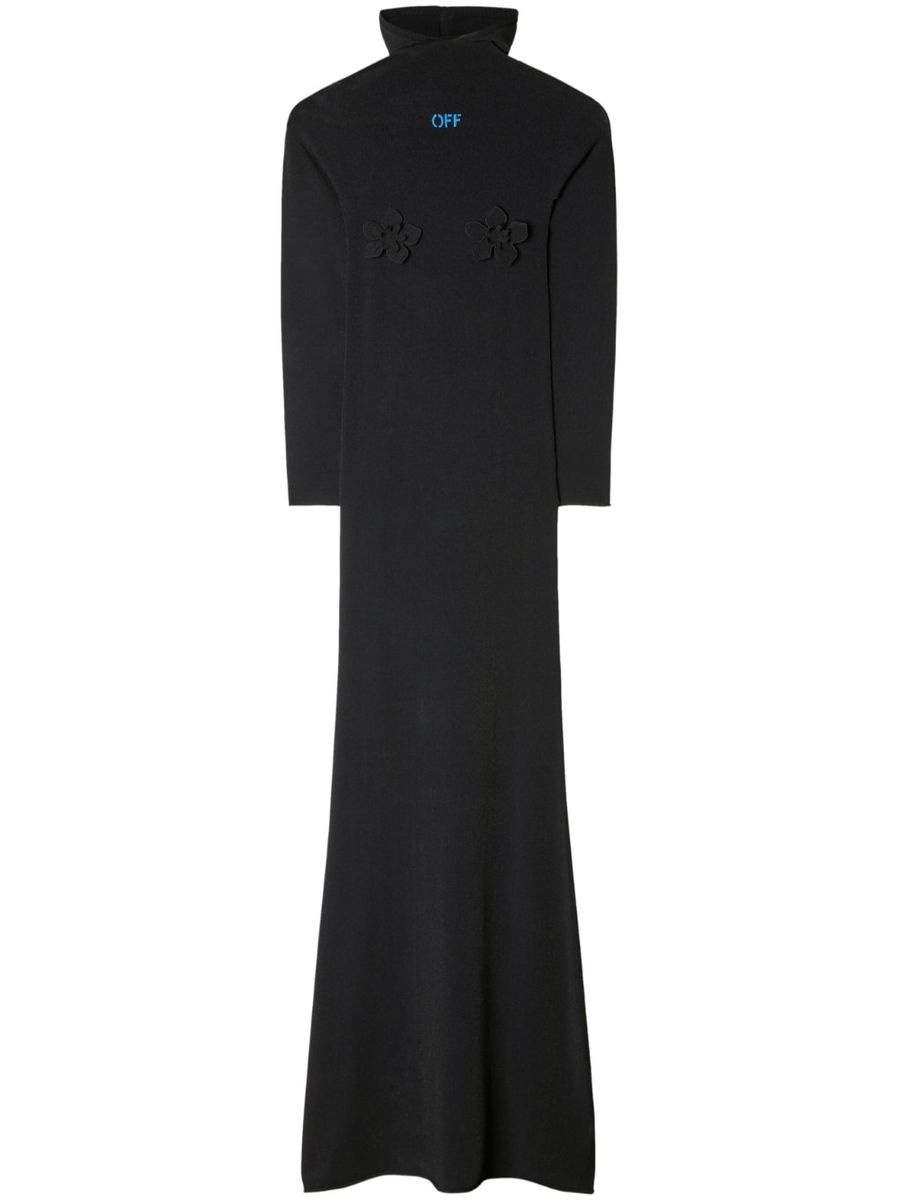 Off-White High-Neck Long Dress