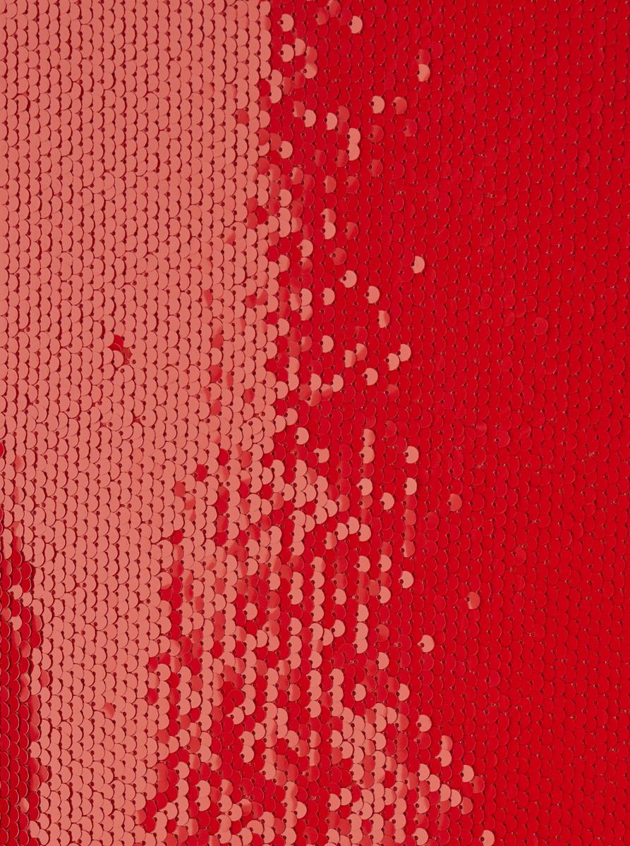 Red Sequin Skirt With Rear Single Slit In Tech Fabric Woman