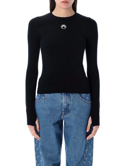 Marine Serre Moon Logo Knit Fitted Sweater