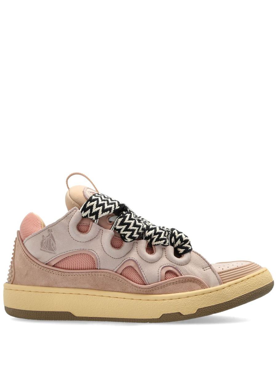 Lanvin Calf Leather Sneakers In Grey With Multicolor Laces