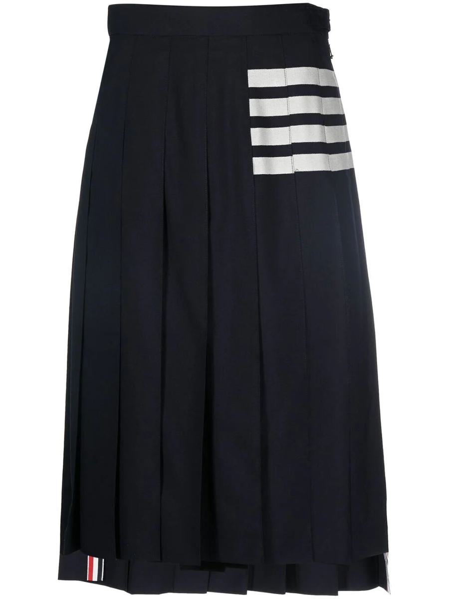 Thom Browne Wool Pleated Midi Skirt Clothing