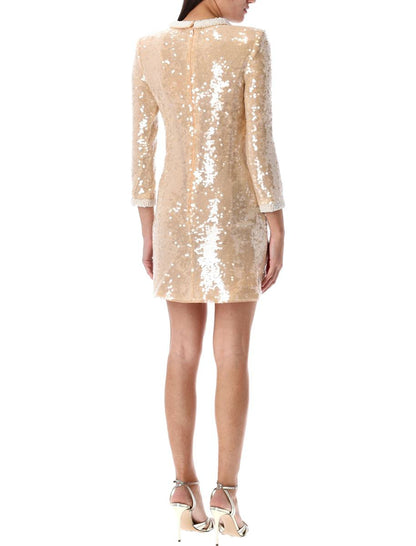 Self-Portrait Pearl Trim Sequin Mini Dress