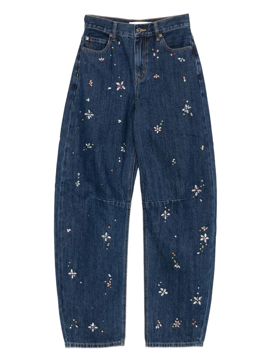 Self-Portrait Blue Embellished Barrel Leg Jeans Clothing