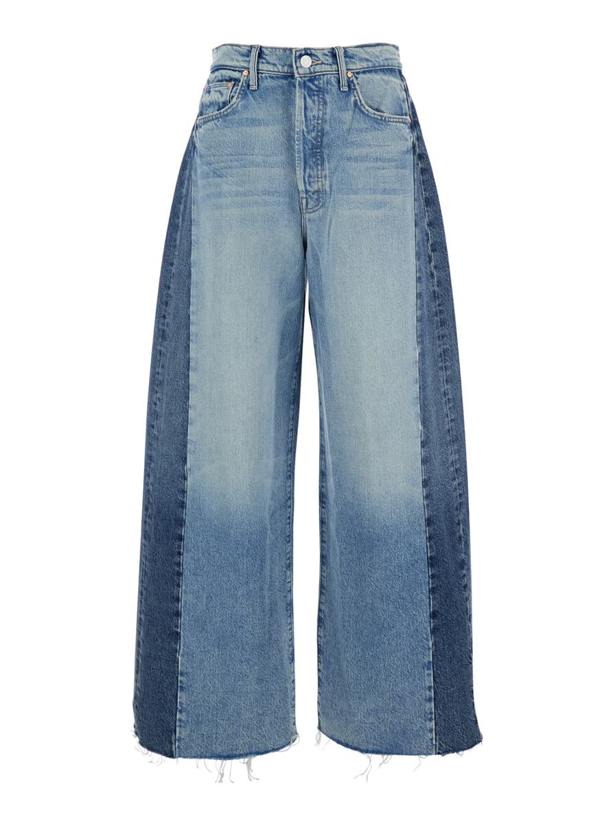 Blue Five-Pocket Jeans With Patchwork Design In Denim Woman