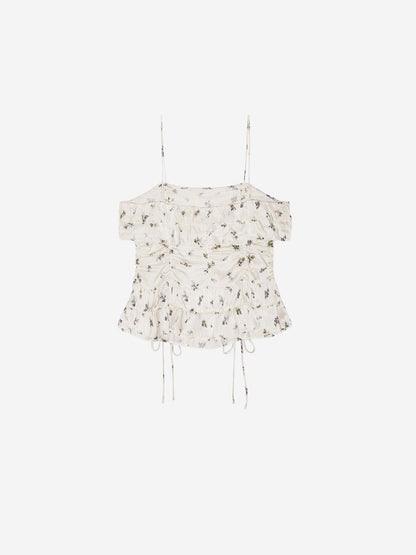 Ganni Printed Satin Top