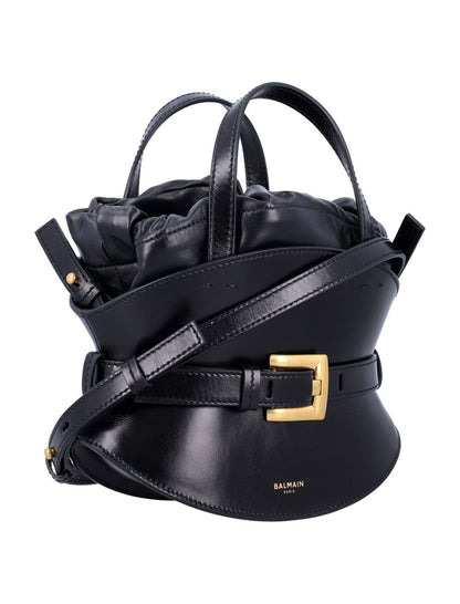 Balmain Shuffle Mini Leather Bag Black
