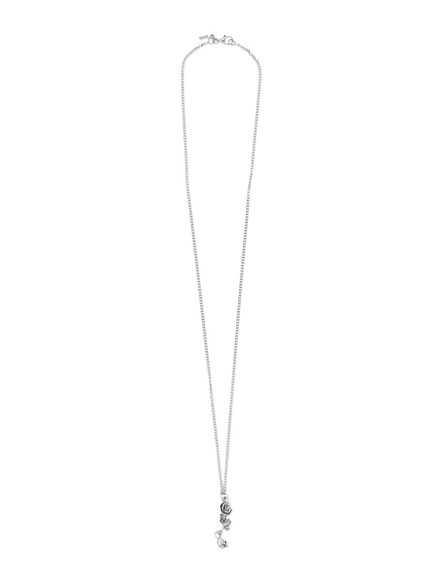 Emanuele Bicocchi Rose And Skull Pendant Necklace