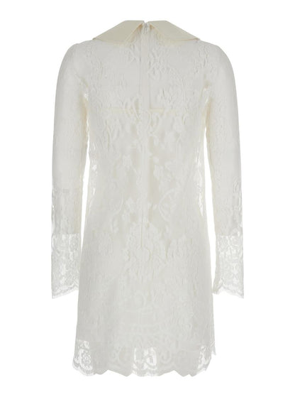 White Minidress In Chantilly Lace Woman