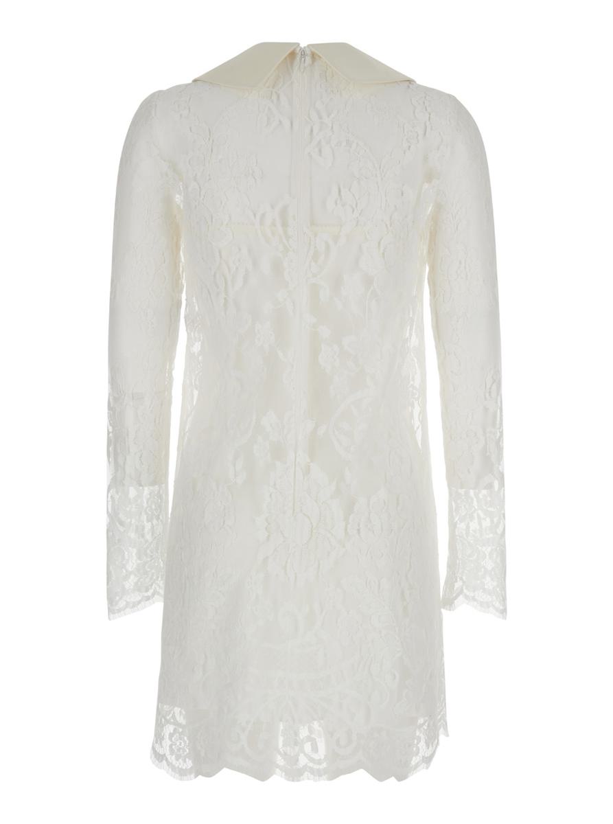White Minidress In Chantilly Lace Woman