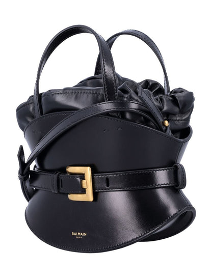 Balmain Shuffle Mini Leather Bag Black