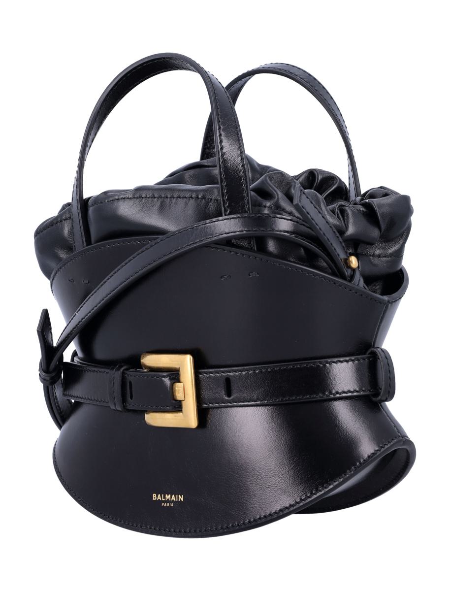 Balmain Shuffle Mini Leather Bag Black