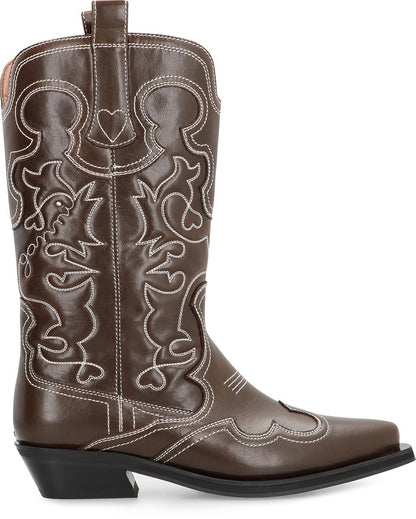 Ganni Leather Ankle Boots