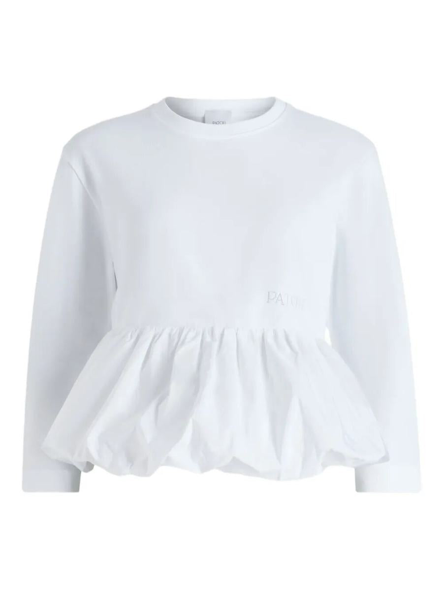 Patou Ruffle Hem T-Shirt In Organic Cotton And Faille Clothing