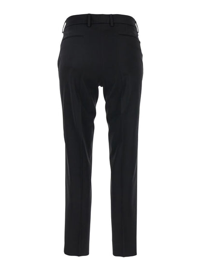 'New York' Black Pants With Belt Loops In Viscose Stretch Woman