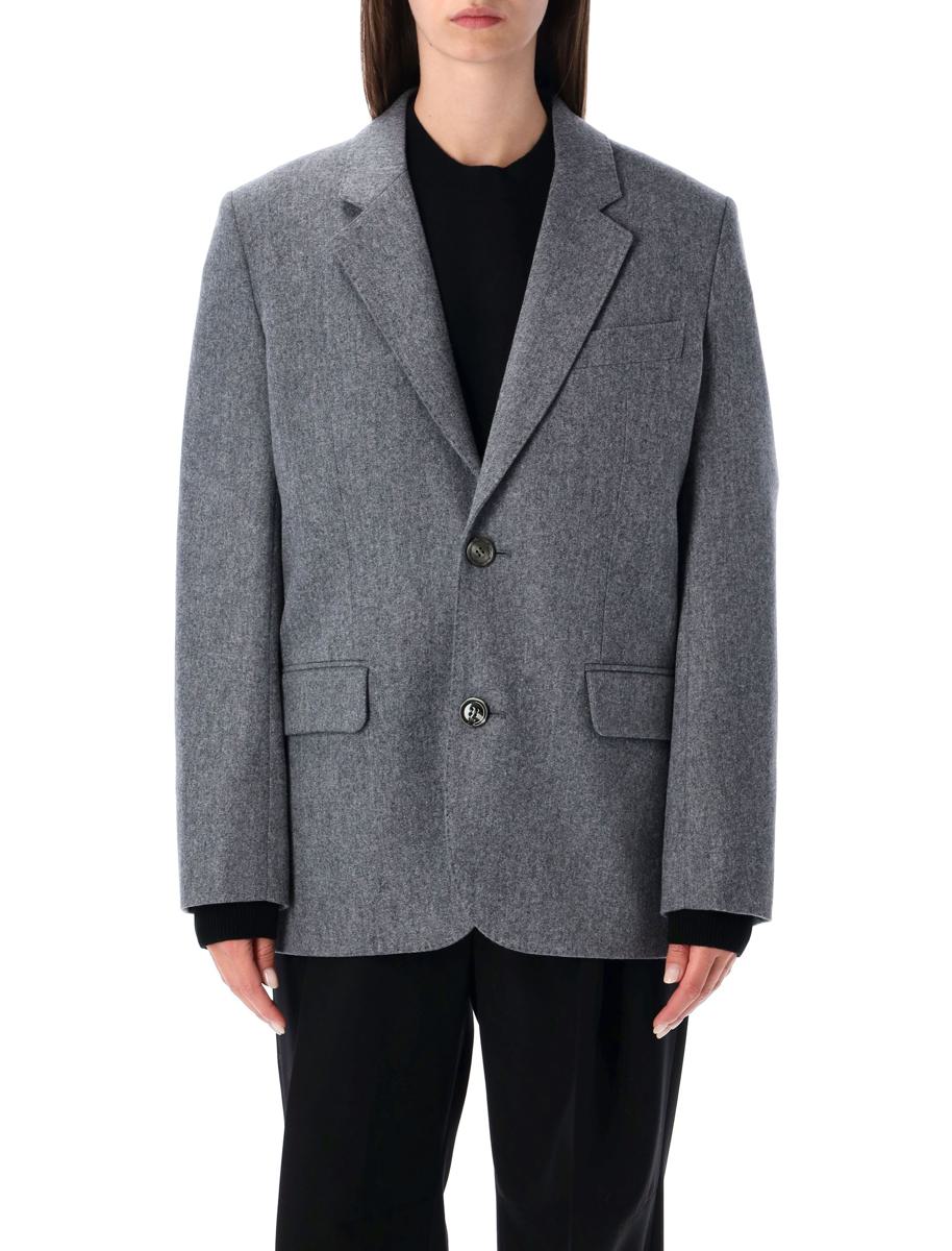 AMI Paris Grey Wool Flannel Loose-Fit Single-Breasted Jacket