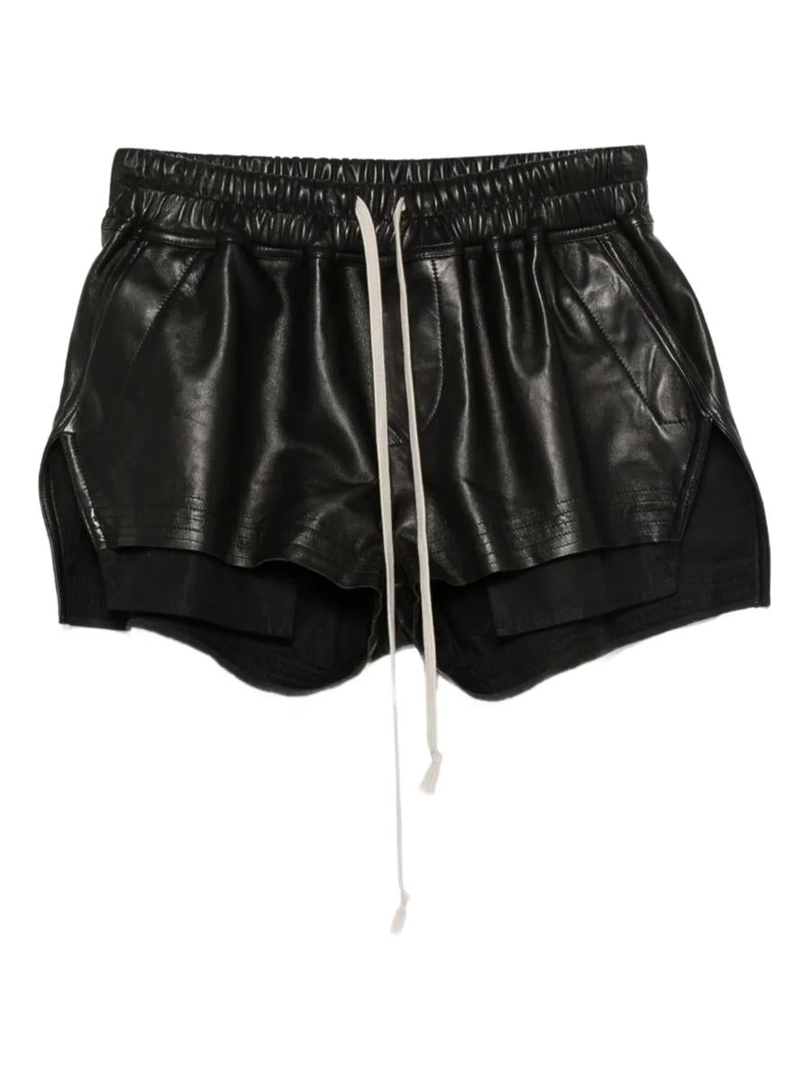 Rick Owens Leather Shorts With Drawstring