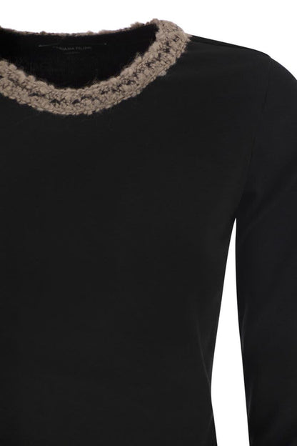 Fabiana Filippi 3/4 Sleeve T-Shirt With Neck Detailing