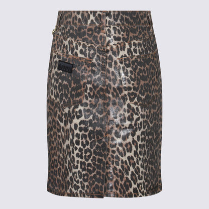 Ganni Leopard Cotton Skirt