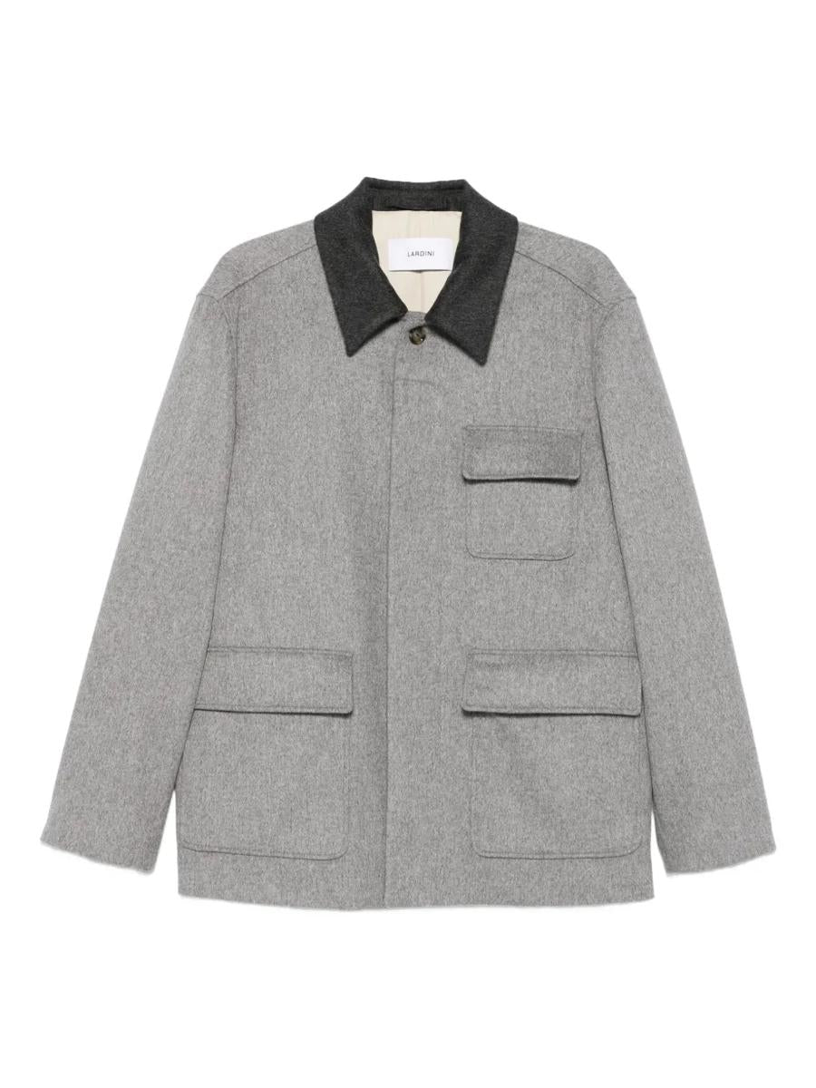 Lardini Wool Shirt Jacket With Contrasting Collar