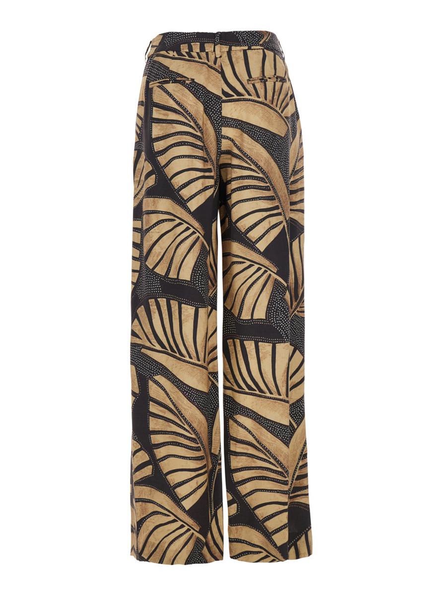 'Lorenza' Brown Pants With All-Over Printed Motif In Tech Fabric Woman