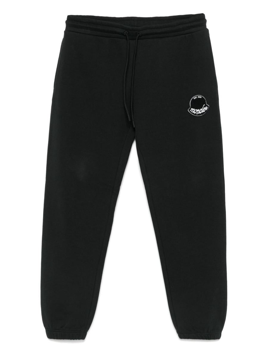 Moncler Black Cotton Track Pants With Logo