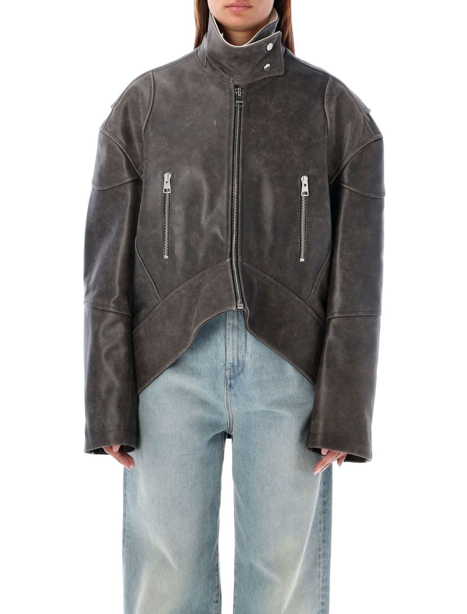 JW Anderson Curved Hem Leather Jacket