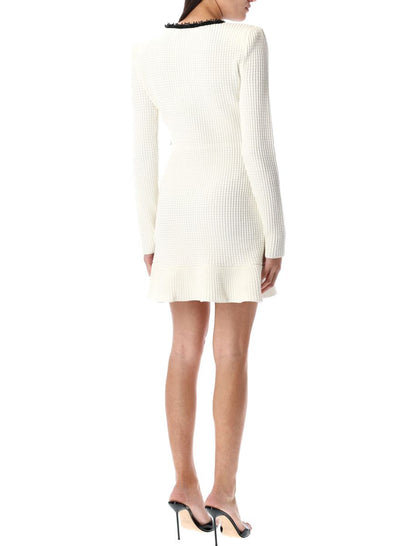 Self-Portrait Pearl Trim Knit Mini Dress