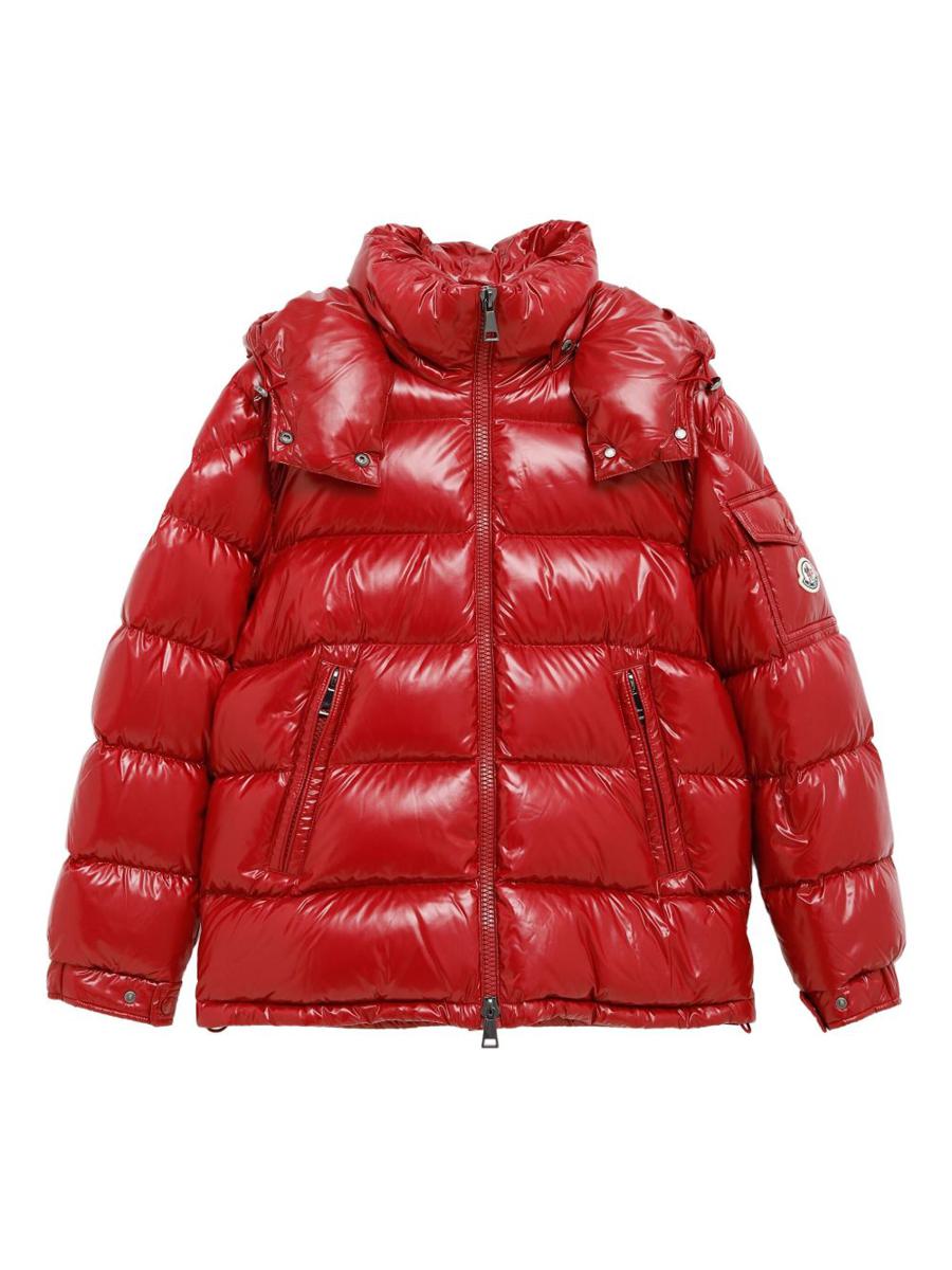 Moncler Glossy Red 'Maire' Down Jacket With Hood