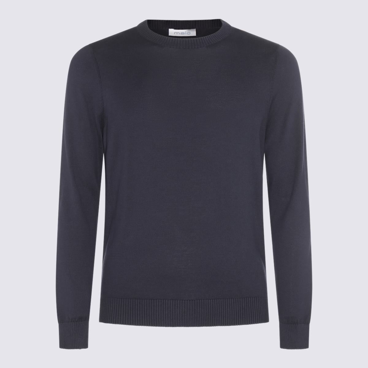 Malo Dark Blue Cotton Knitwear
