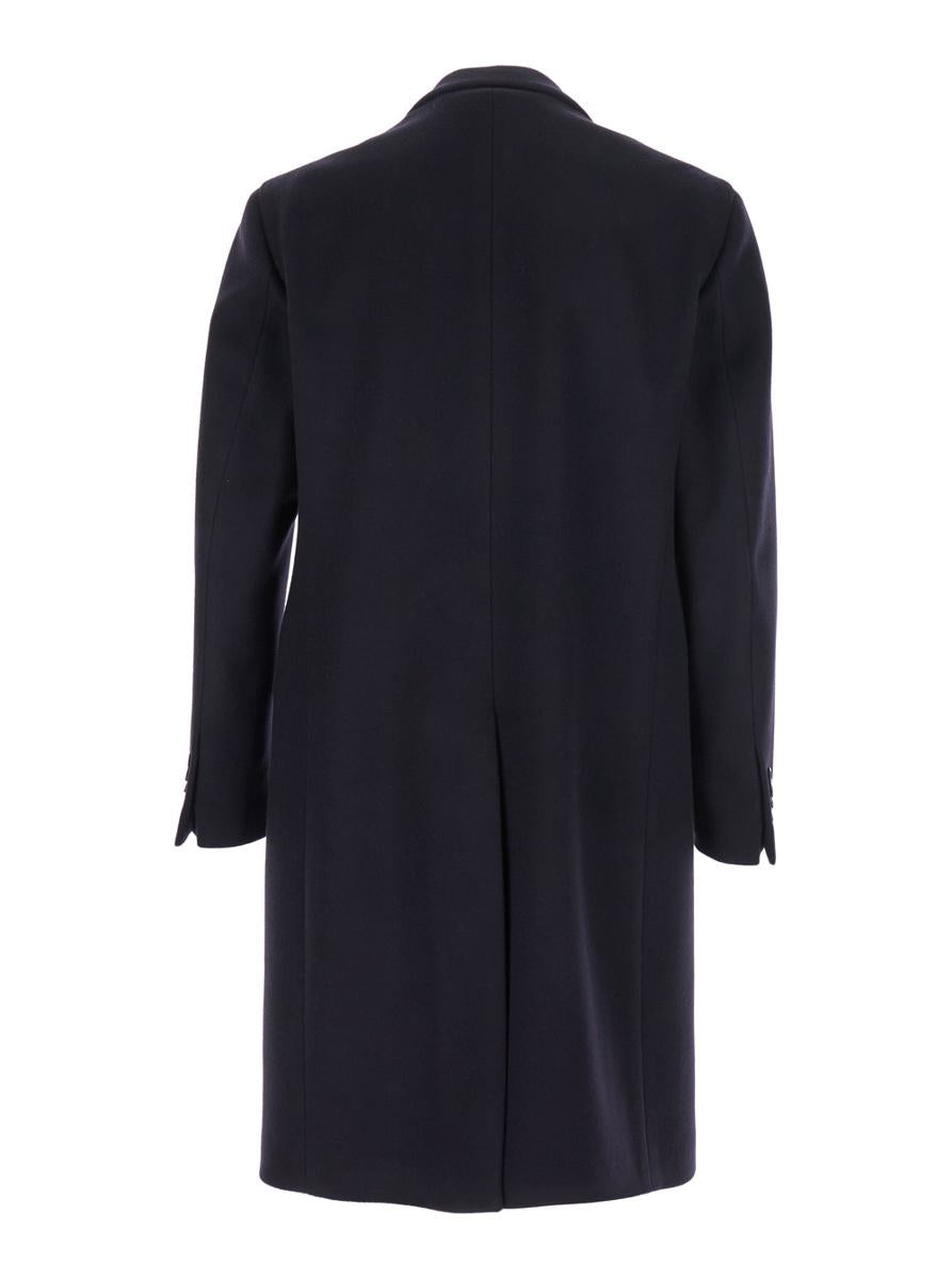 Blue Single-Breasted Coat With Classic Lapels In Wool Man