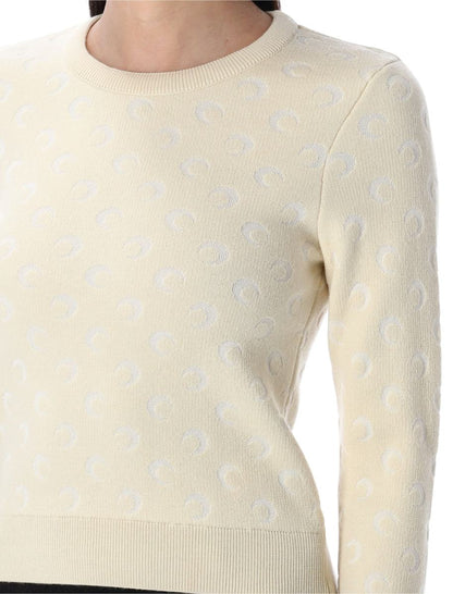 Marine Serre Moon Jacquard Knit Fitted Sweater