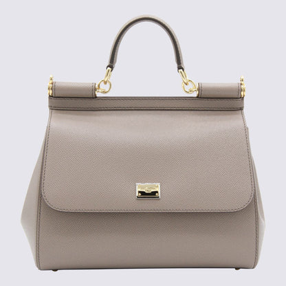 Dolce & Gabbana Grey Leather Sicily Big Top Handle Bag