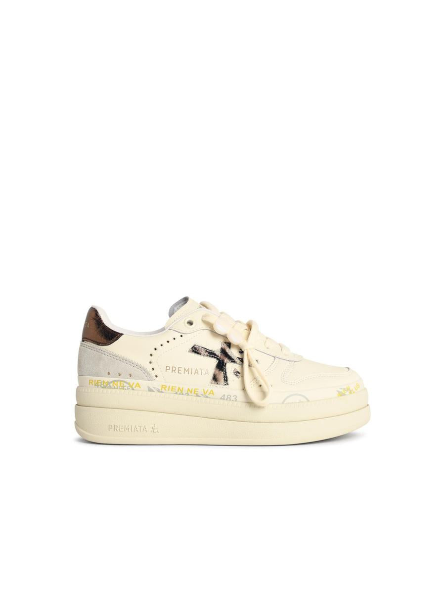 Premiata 'Micol' Ivory Leather Blend Sneakers