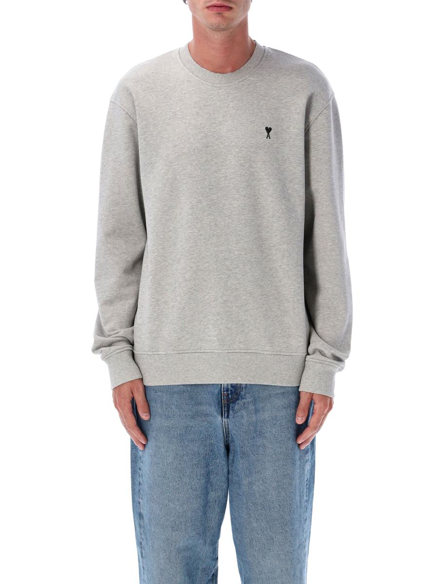 AMI Paris Grey Cotton  De Coeur Sweatshirt