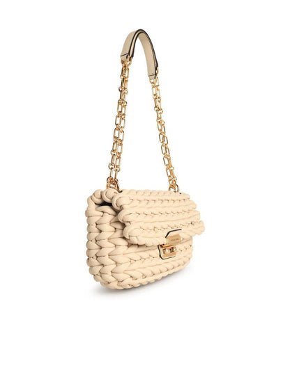 Michael Kors Tribeca' Shoulder Bag In Light Cream Braided Leather