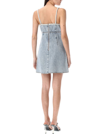 Self-Portrait Denim Pearl Mini Dress