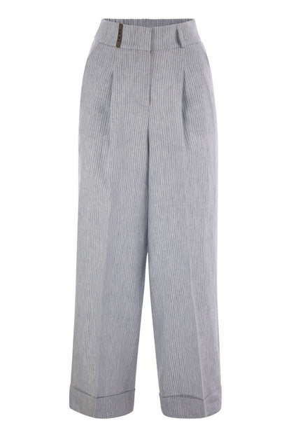 Peserico Linen Trousers With Striped Pattern