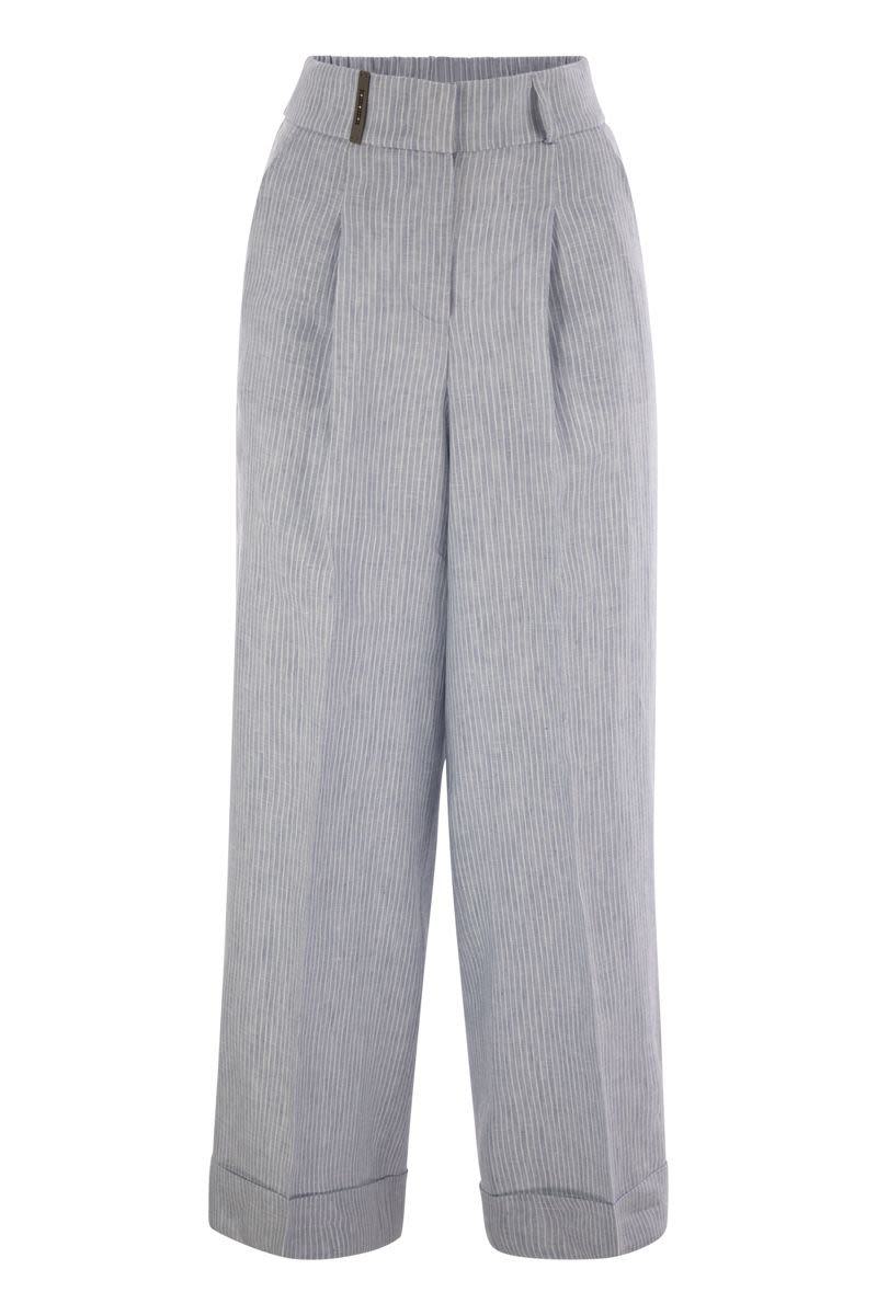 Peserico Linen Trousers With Striped Pattern