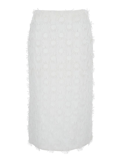 White Skirt With All-Over Applications In Cotton Blend Woman