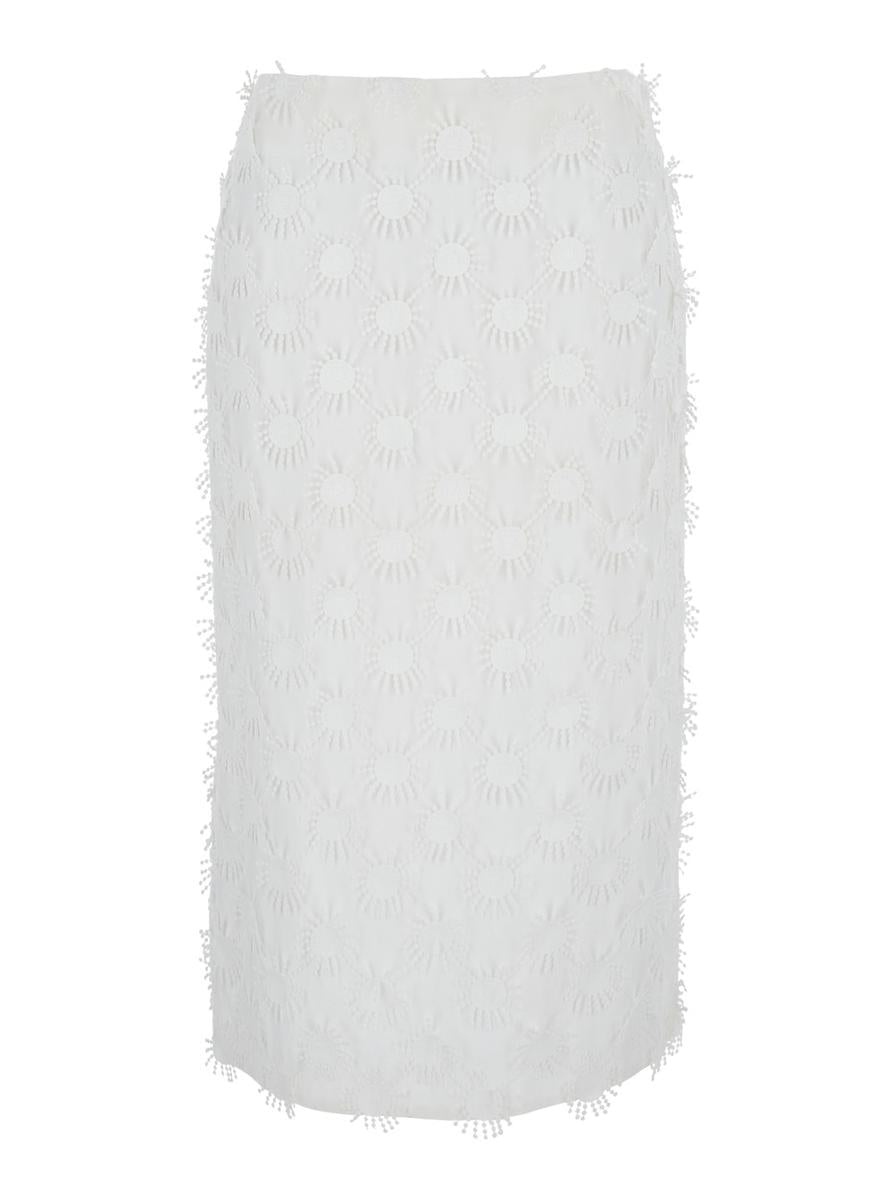 White Skirt With All-Over Applications In Cotton Blend Woman