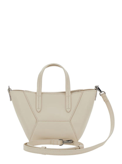 'Bc Duo' White Crossbody Bag With Adjustable And Removable Shoulder Strap In Leather Woman