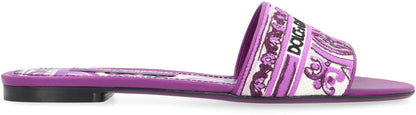 Dolce & Gabbana Leather And Fabric Slides